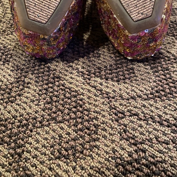 Jessica Simpson Devin 2 Heels Golden Rose Sequin Sparkle Size 7 1/2 - Picture 12 of 13